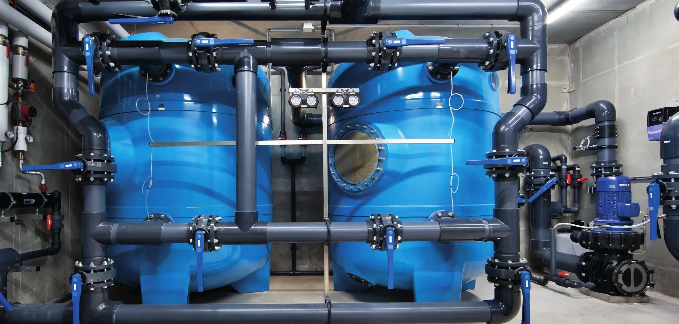 Commercial pool equipment room